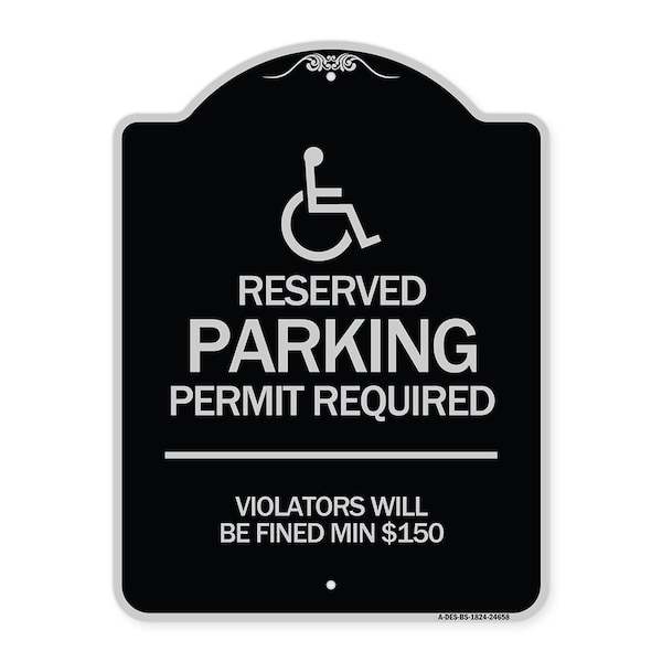 Signmission Connecticut Reserved Parking Permit Required Violators Fined Min $150 Alum, 24" x 18", BS-1824-24658 A-DES-BS-1824-24658 - main